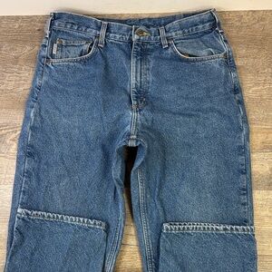 🔥 Carhartt Relaxed Fit Flannel-Lined Jeans | 34x32 | Medium Wash Workwear Denim